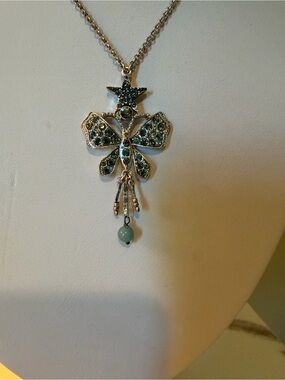 Pilgrim Vintage-Inspired Blue Crystal Butterfly Pendant Necklace